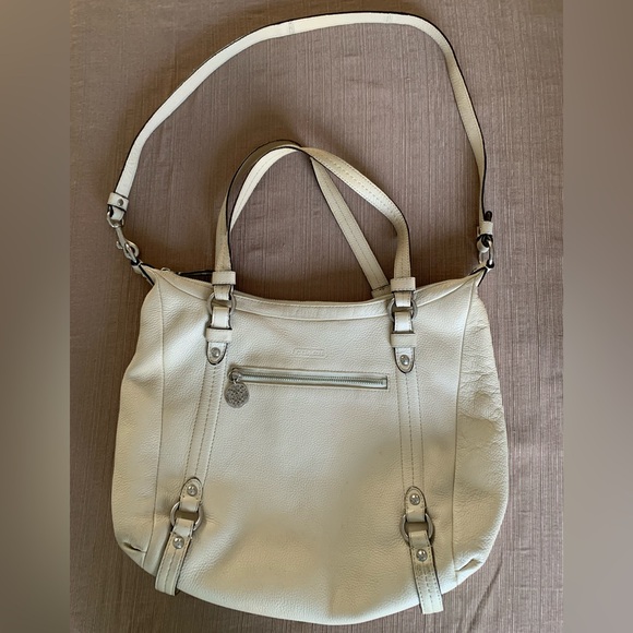 Coach Alexandra (F17566) Ivory Two Way Shoulder Bag Pebbled Leather - Picture 7 of 12